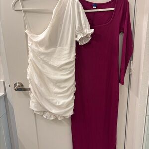 Old Navy Magenta Long Sleeve Maxi Dress